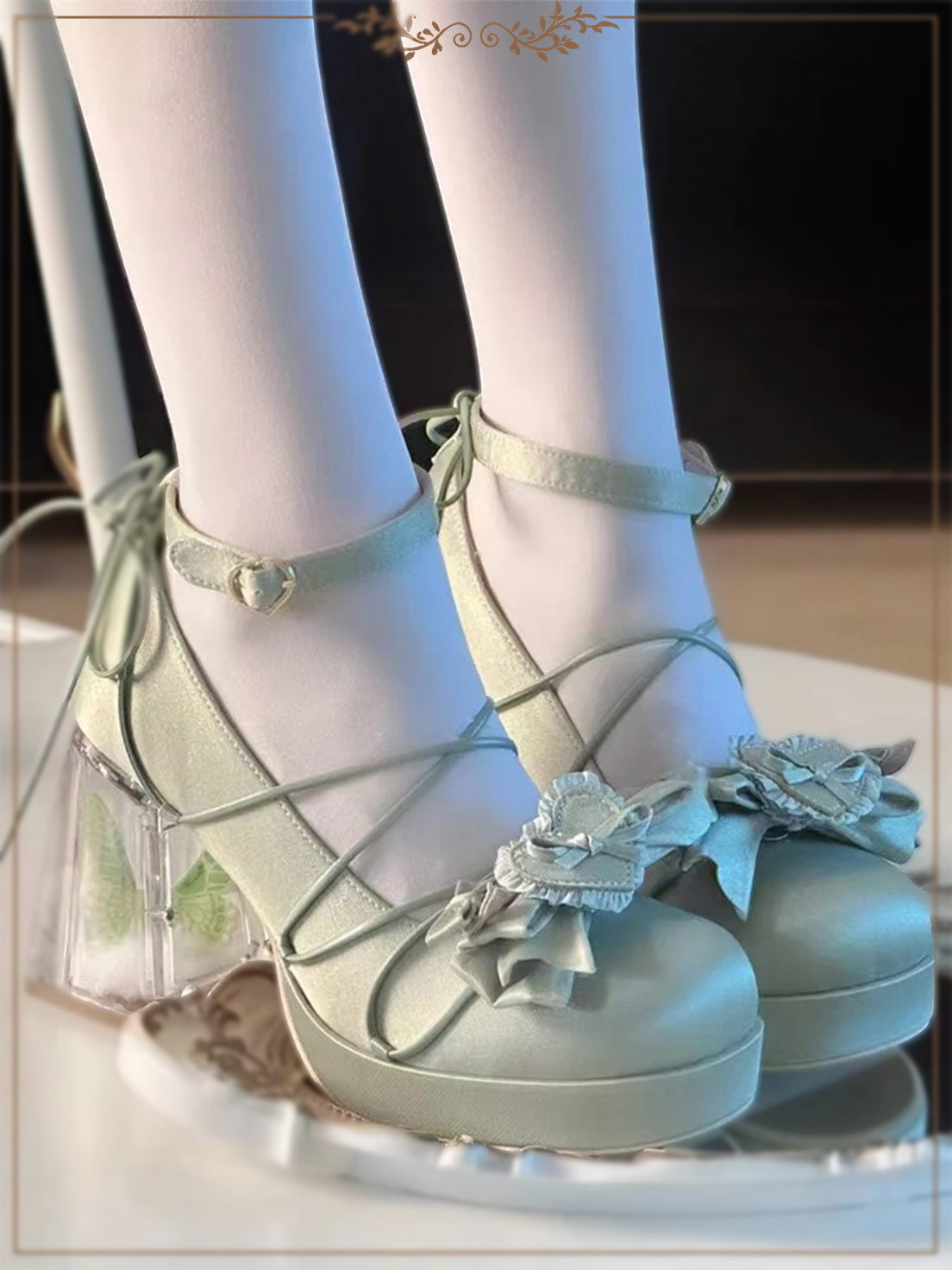 Lolita Elegant High-heeled Women's Single Shoes Round Head Bow Girl Shoes