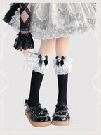 Lolita Stockings Multi-color Cotton Lace Knee-high Socks with Cute Bow Sweet Princess JK Style