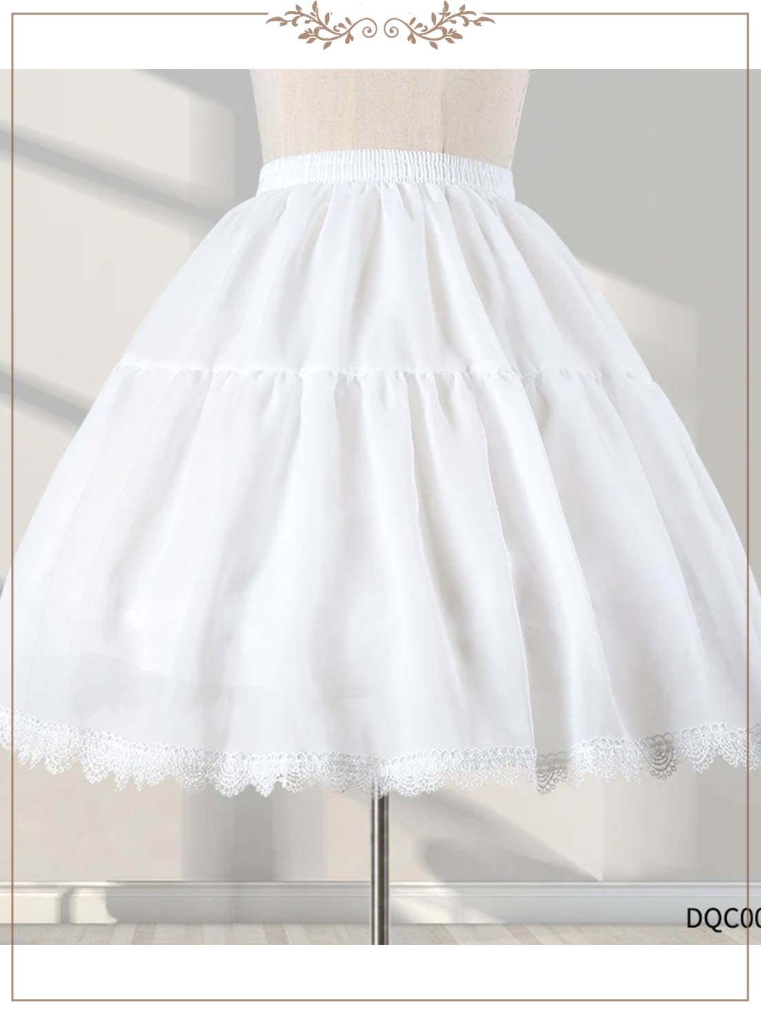 Petticoat Lolita Soft Fishbone pattern Hoopless Crinoline Adjustable Under skirt for Hanfu Ma Mian Skirt Light Fluffy