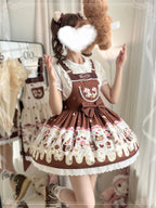 Sweet Lolita Chocolate Dress Cream Cake Lolita Dessert Themed Brown Jumper Dress