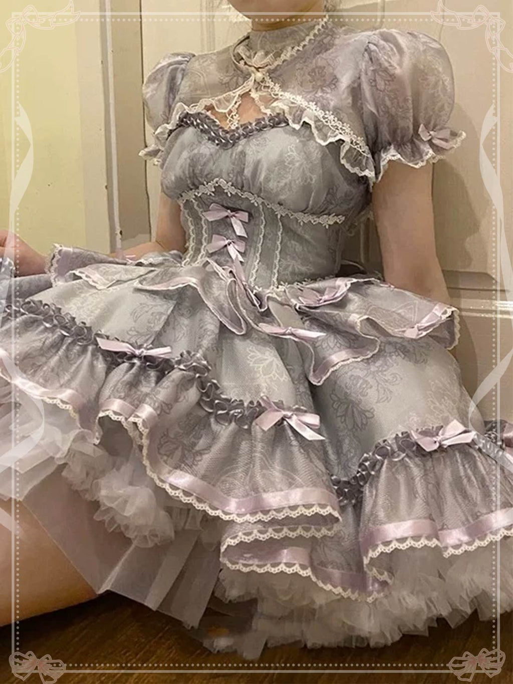 Sweetheart Ballet Lolita Dress Bow Lace Ruffles Vintage Kawaii Dress Doll Lolita Outfit JSK Cake Dress