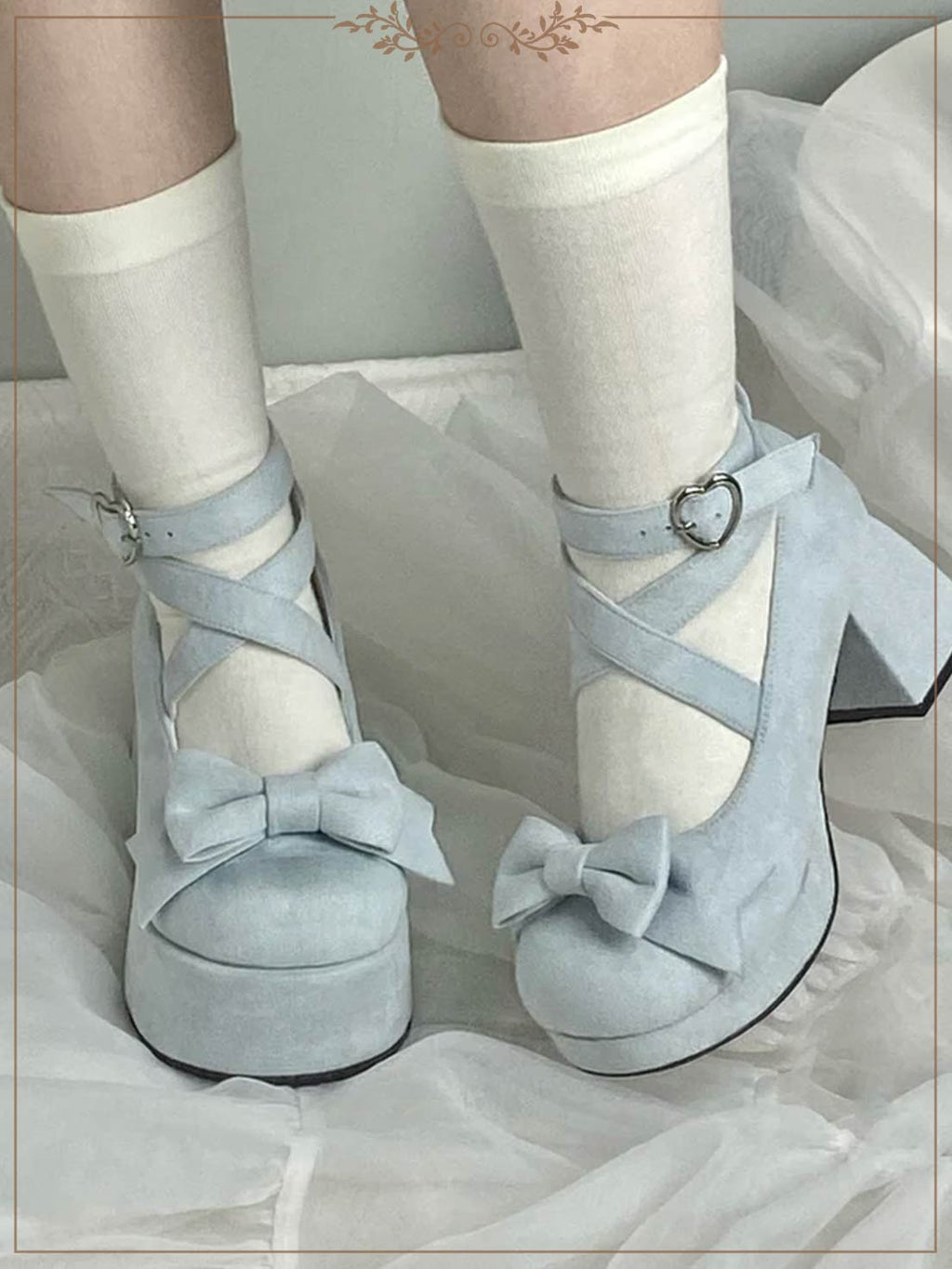 Thick Soled Velvet Round Head Lo Shoes Sweet High Heel Thick Heel