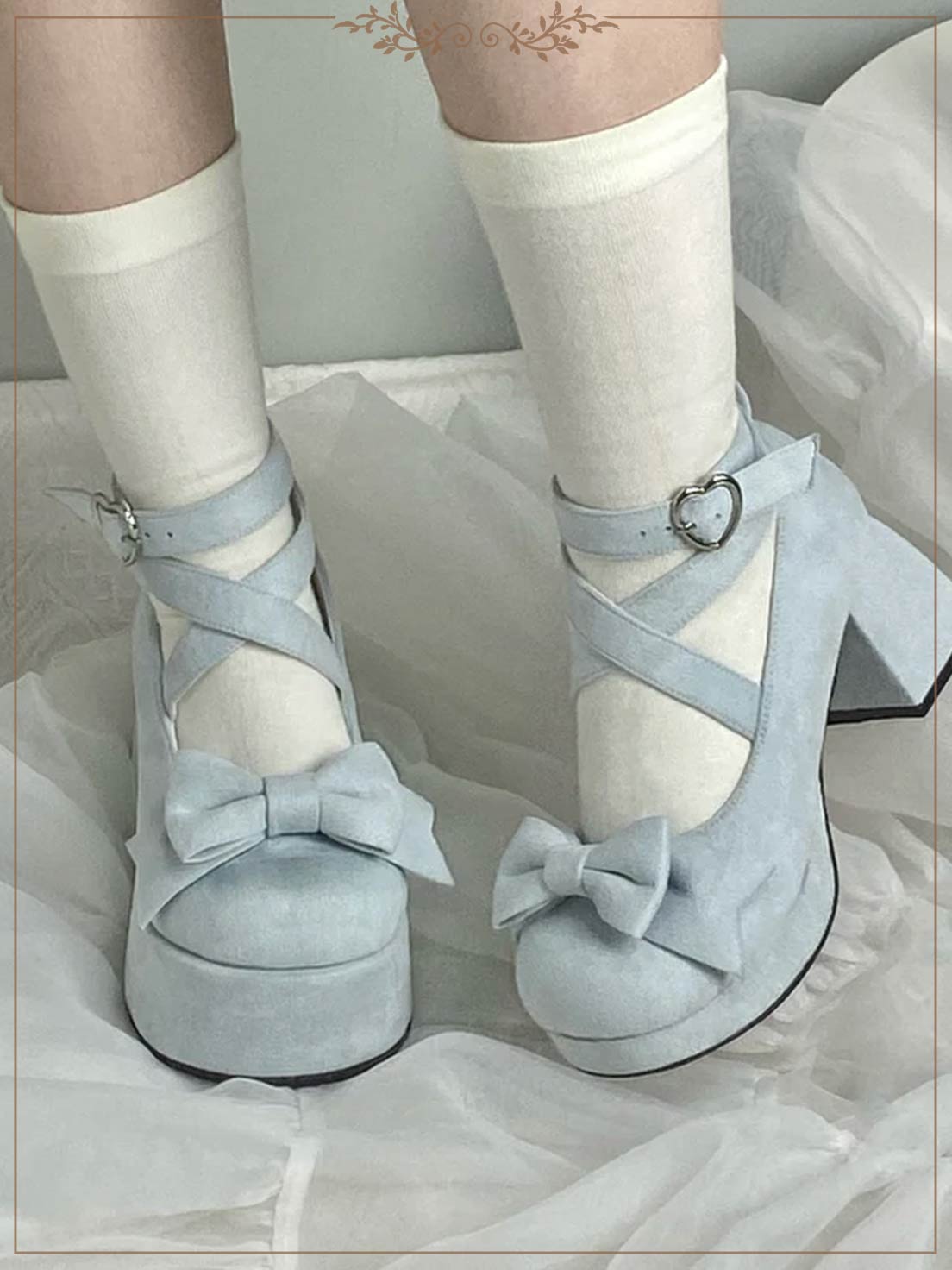 Thick Soled Velvet Round Head Lo Shoes Sweet High Heel Thick Heel