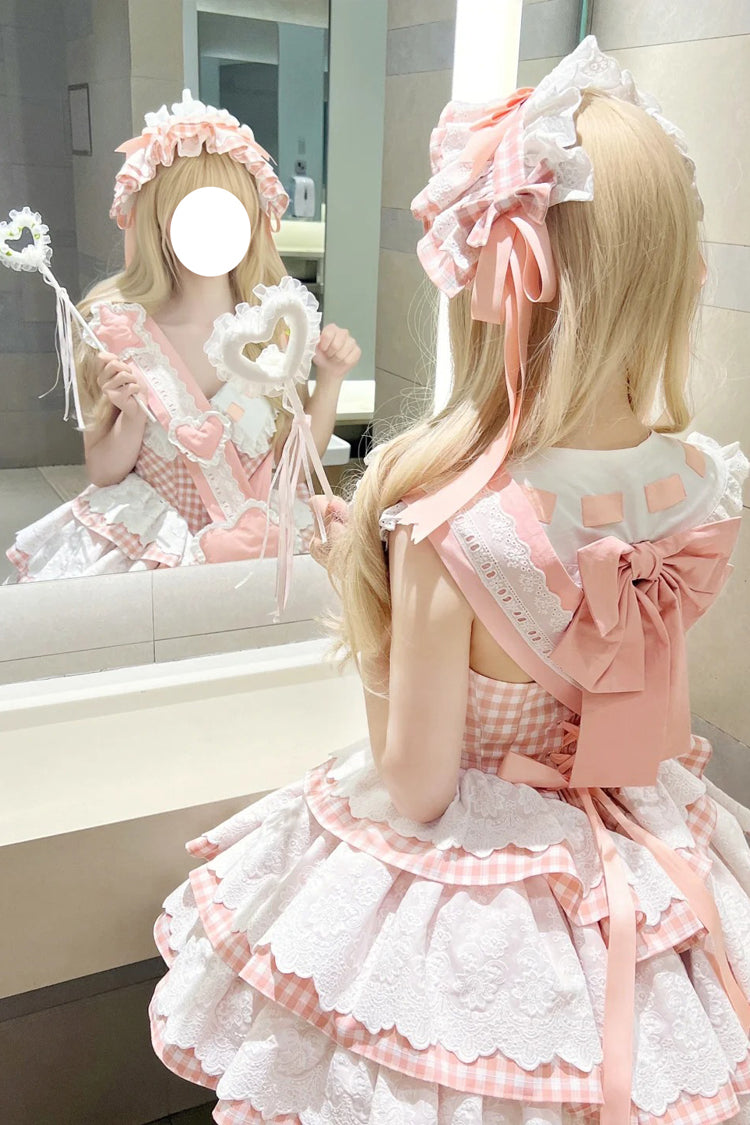 Pink Star Grant Angel Triple-Layered Print Ruffle Sweet Lolita Dress