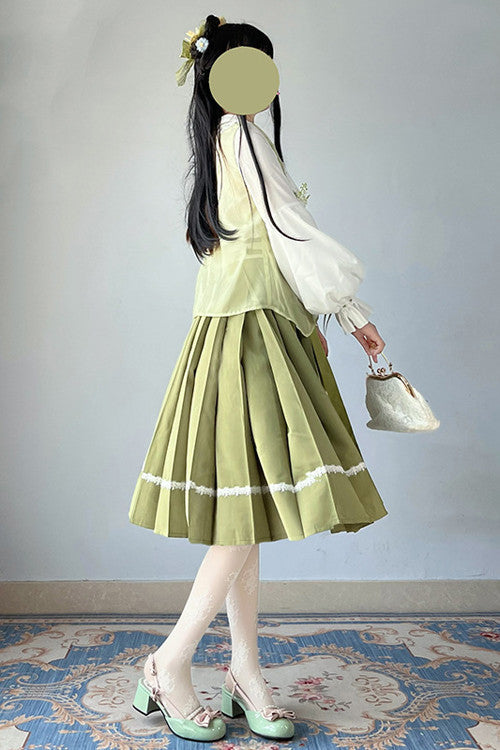 Green 2022 New Chinese Style Han Element Sweet Lolita Dress Full Set