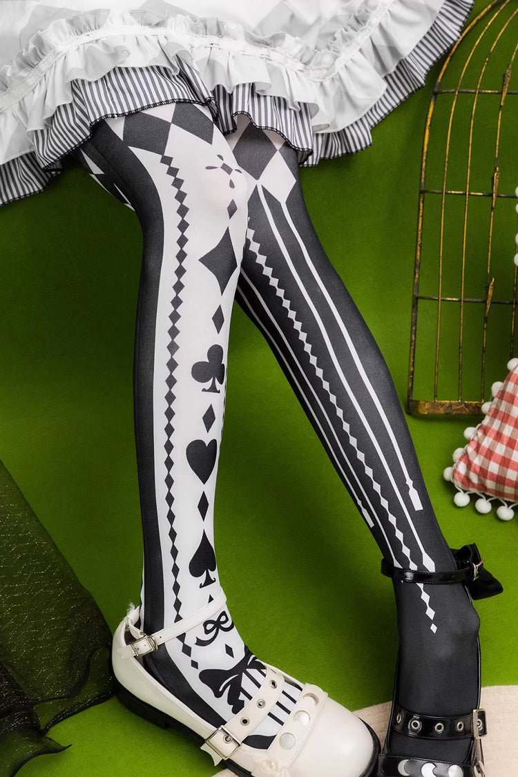 Alice in Wonderland Poker Printed Gothic Lolita Tights 5 Colors
