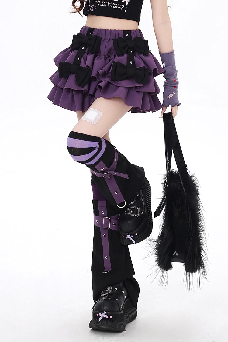 Kozaya Nana Triple-Layered Ruffle Bowknot Sweet Japanese Lolita Skirt 2 Colors