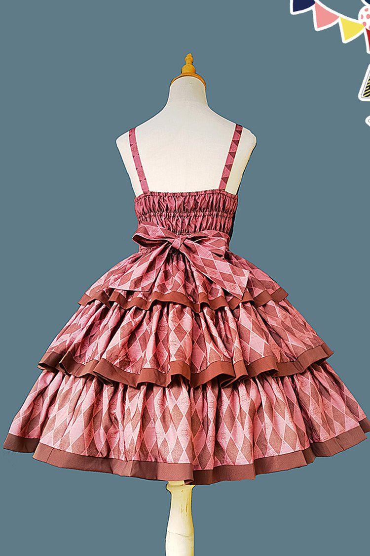 Stripe Print Cloth Cat Triple-Layered Ruffle Bowknot Sweet Lolita Dress 4 Colors