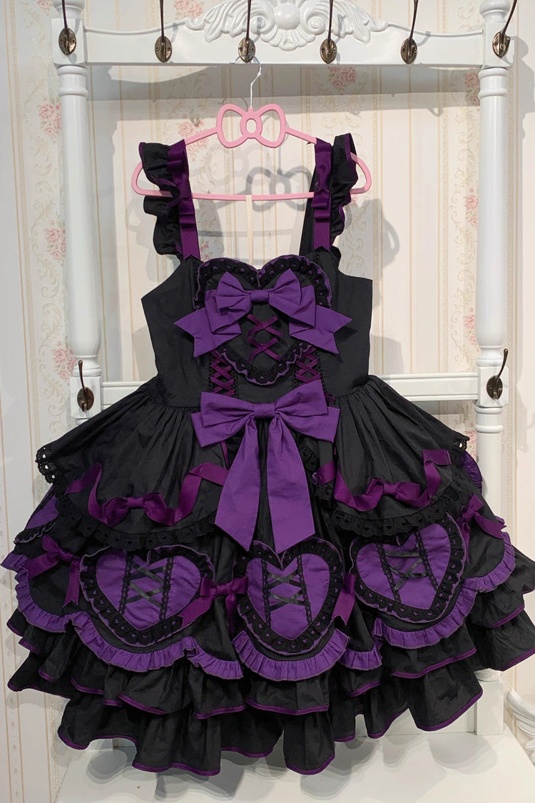 Black/Purple Frosted Sugar Gift Box Sleeveless Ruffle Bowknot Gothic Plus Size Princess Lolita Jsk Dress