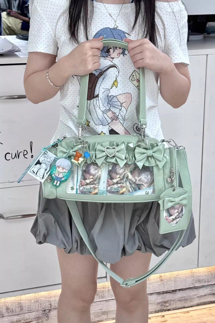 Sweet Heart-shaped Metal Decoration Bow Japanese Itabag 5 Colors