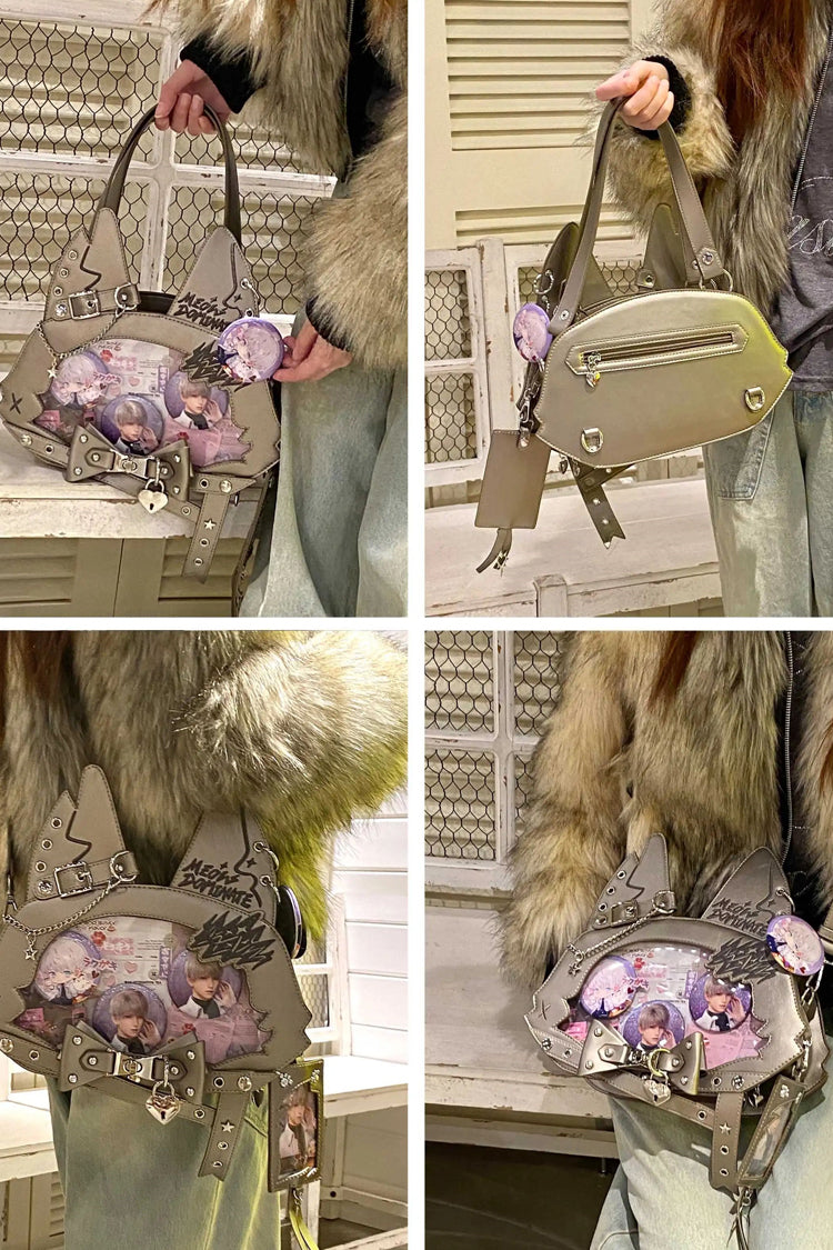 Domineering Cat Cat Ears Print Bowknot Gothic Lolita Crossbody Bag 9 Colors