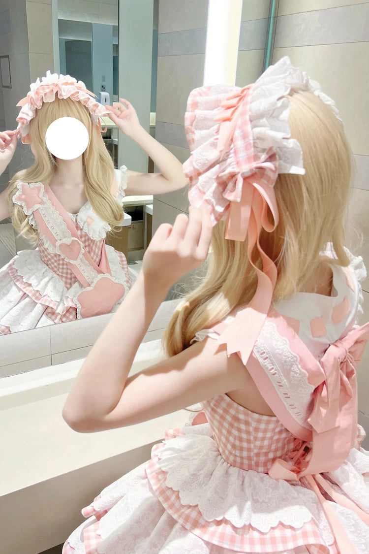 Pink Star Grant Angel Triple-Layered Print Ruffle Sweet Lolita Dress