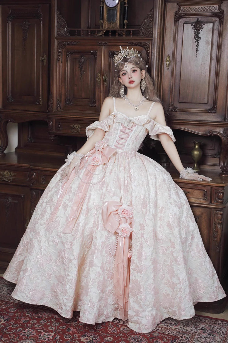 Off Shoulder Print Hanayome Embroidery Bowknot Sweet Princess Lolita Dress 2 Colors