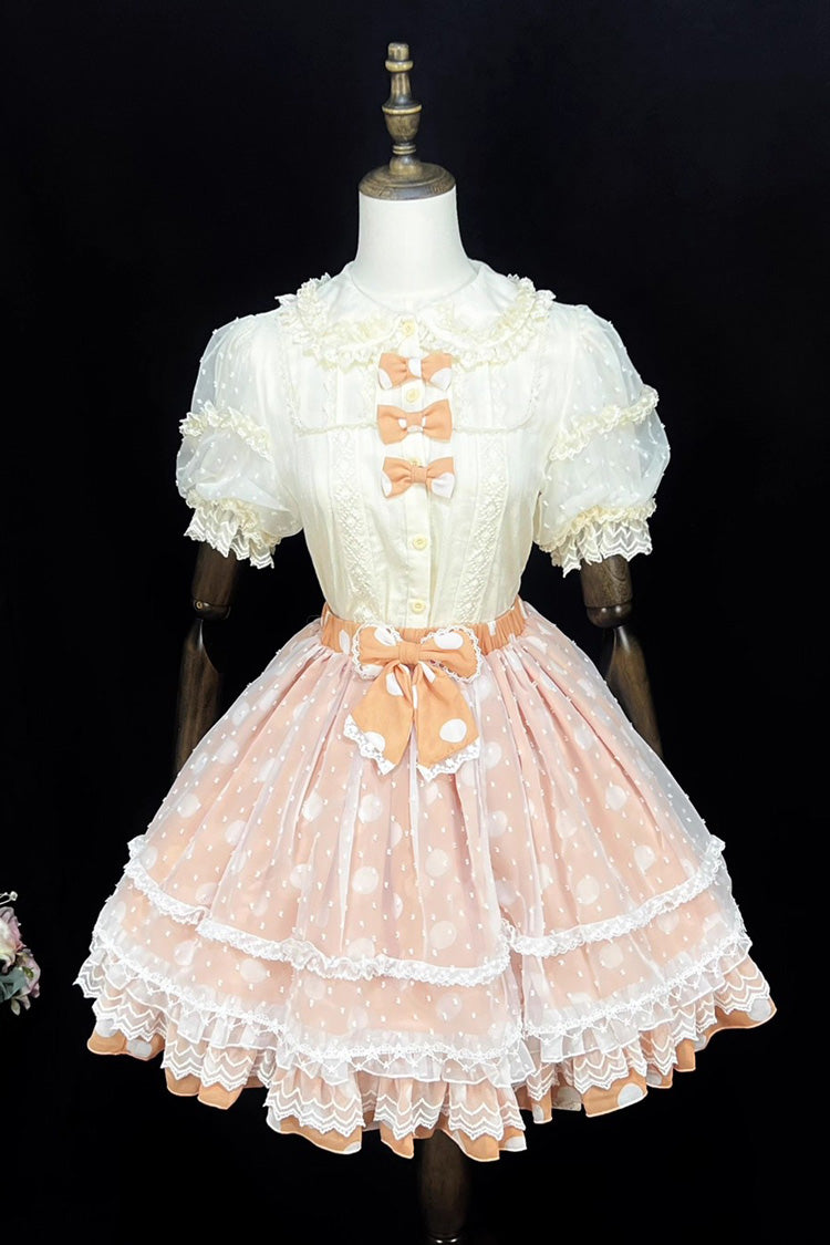 Wave Candy Triple-Layered Print Ruffle Bowknot Sweet Lolita Skirt 3 Colors