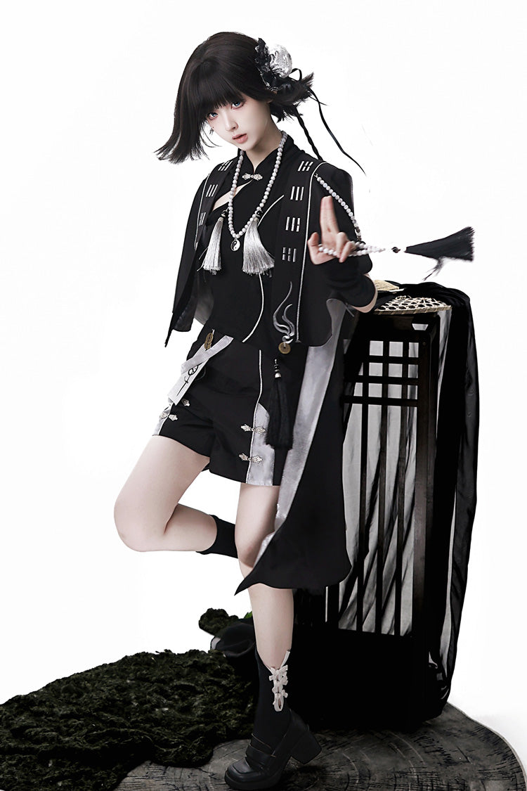 Black The Strange End of the Immortal Sect Sleeveless Chinese Style Ouji Lolita Set