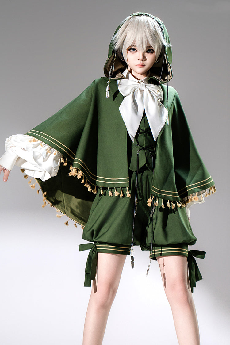 Green Rabbit Feather Rabbit Ears Hooded Sweet Prince Handsome Ouji Lolita Cloak Coat