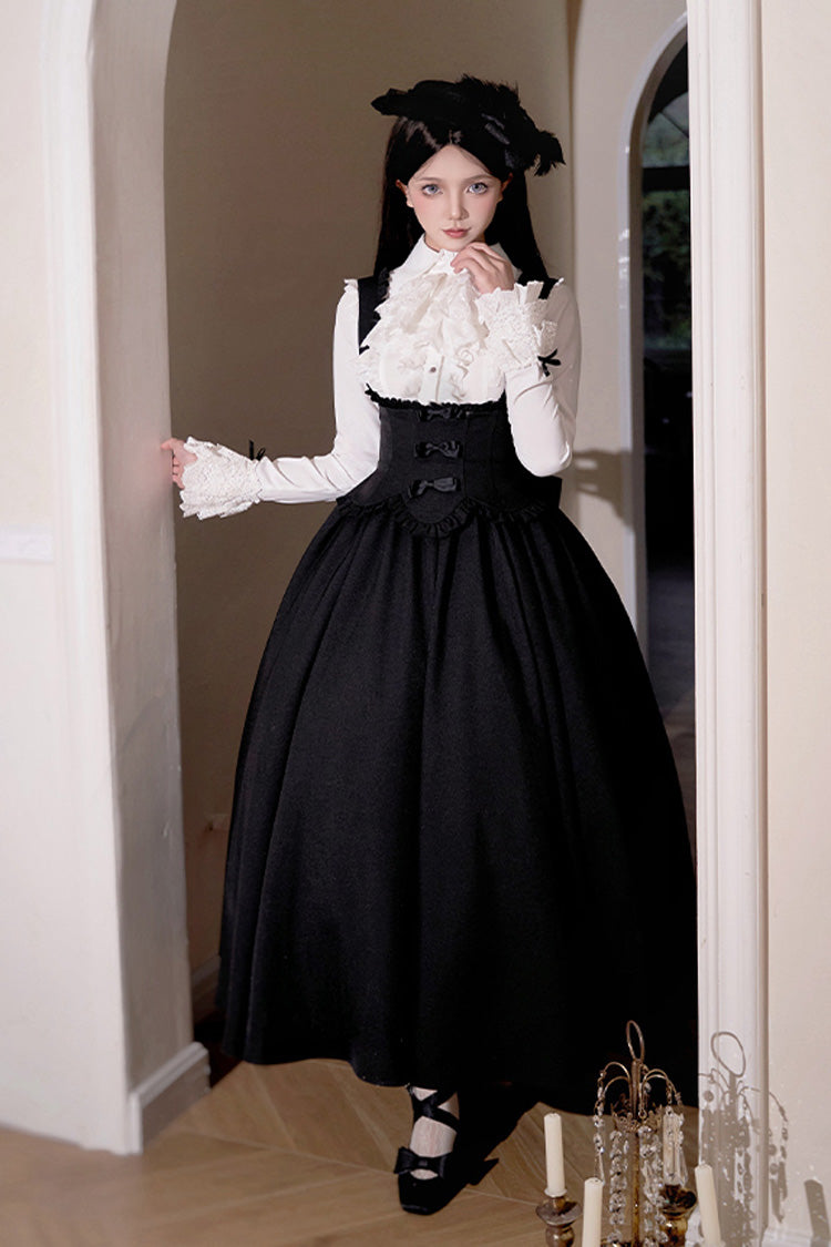 Black Silent Words Ruffle Bowknot Classic Lolita Jsk Push-Up Dress