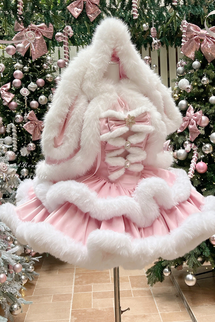 Pink Holiday Double-Layered Bowknot Sweet Princess Lolita Strapless Dress