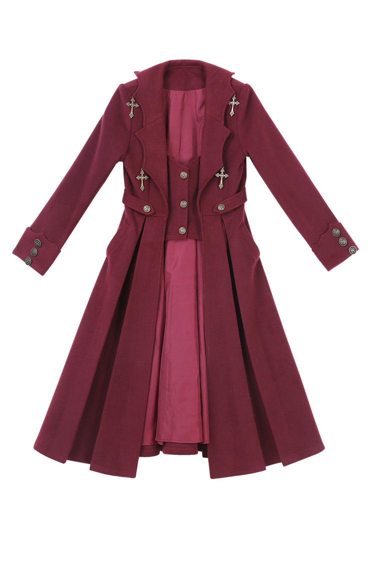 Red The Legend of Dracula Bat Collar Long Sleeves Prince Handsome Ouji Lolita Coat