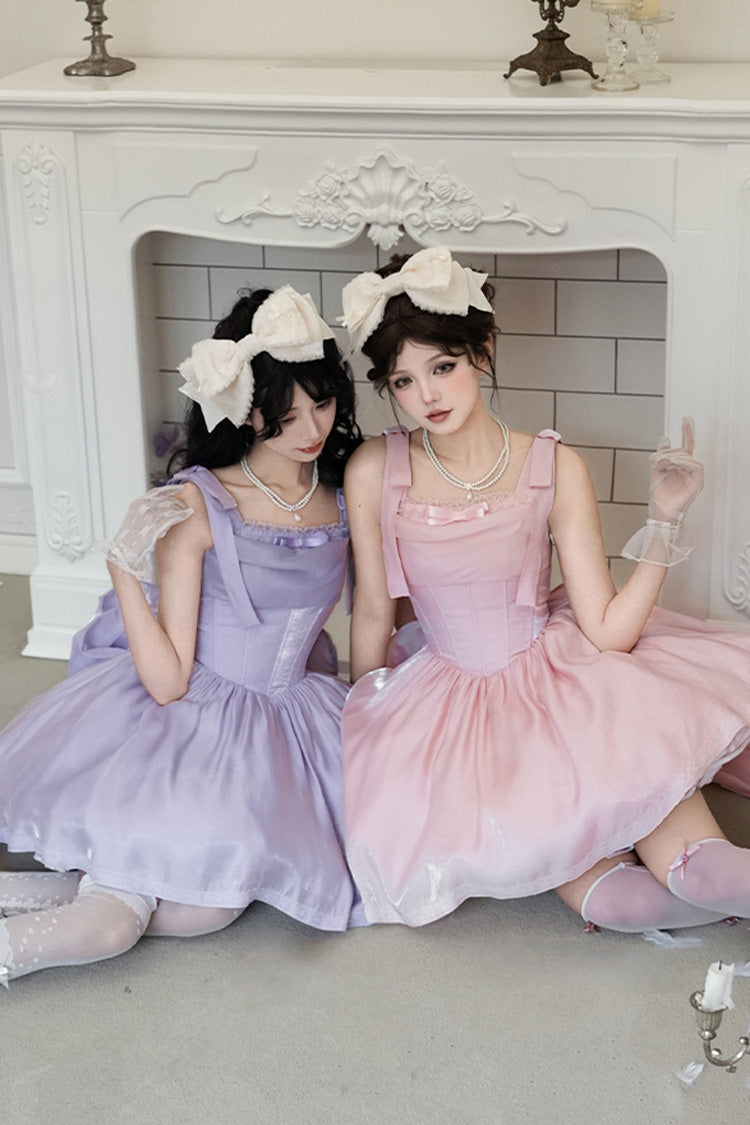 Purple Foamy Sea Sleeveless Ruffle Bowknot Fishbone Sweet Lolita Jsk Dress