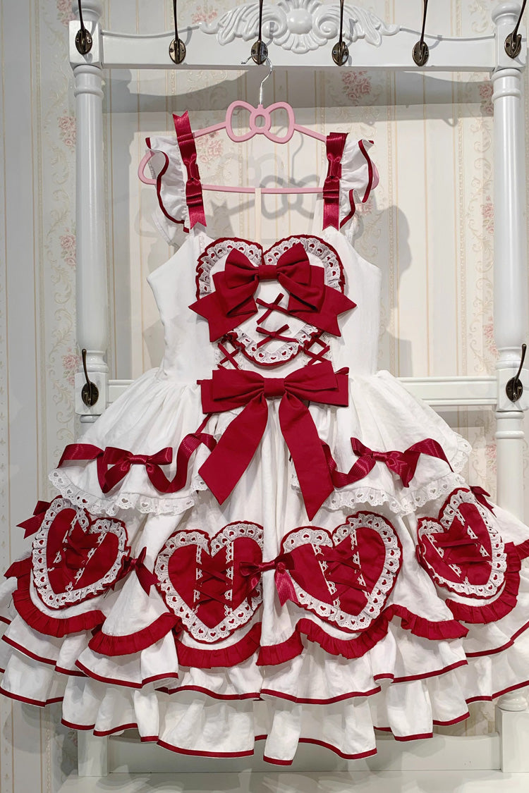 Red/White Frosted Sugar Gift Box Sleeveless Ruffle Bowknot Sweet Plus Size Princess Lolita Jsk Dress