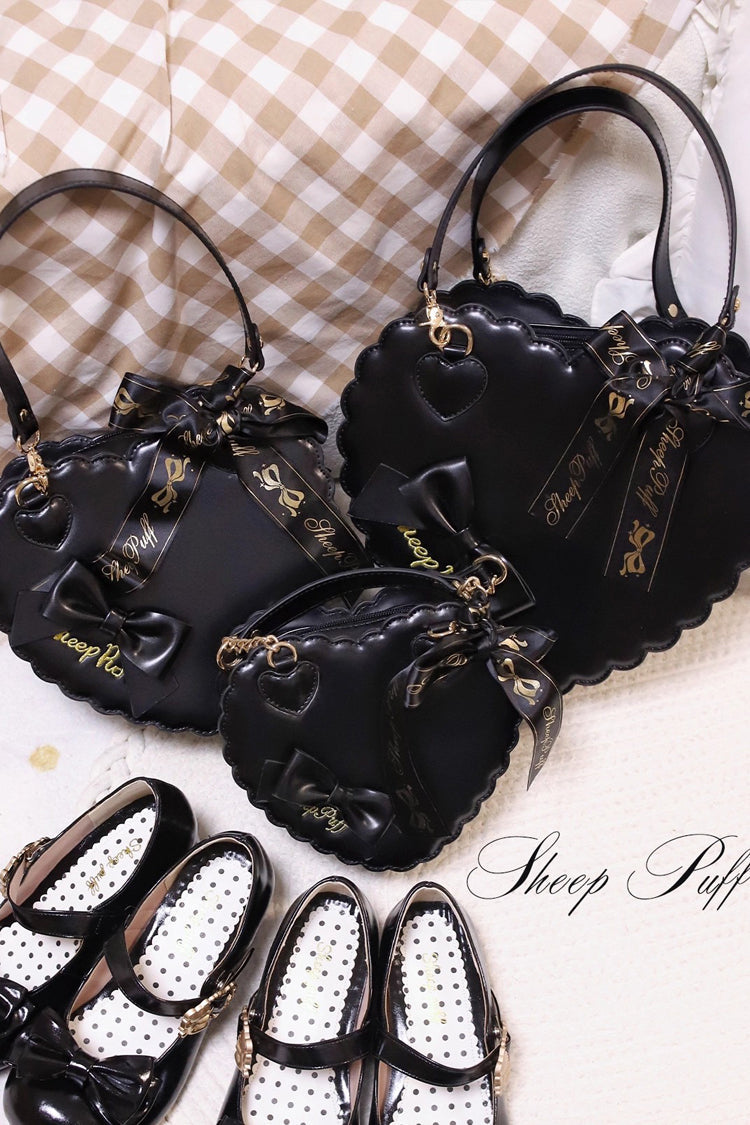 Sweet Heart Embroidery Bowknot Zipper Lolita Handbag 5 Colors