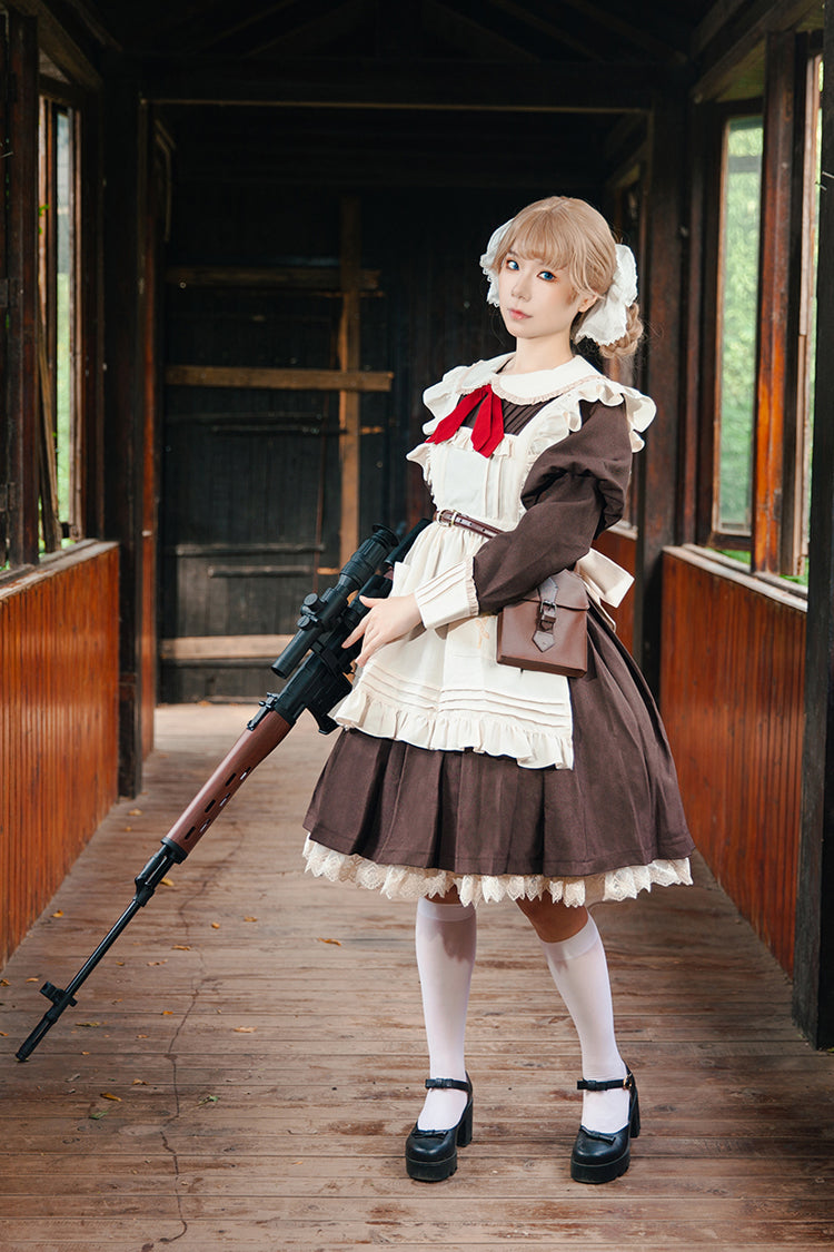 Violent Maid Long Puff Sleeves Bowknot Classic Vintage Lolita Dress 2 Colors