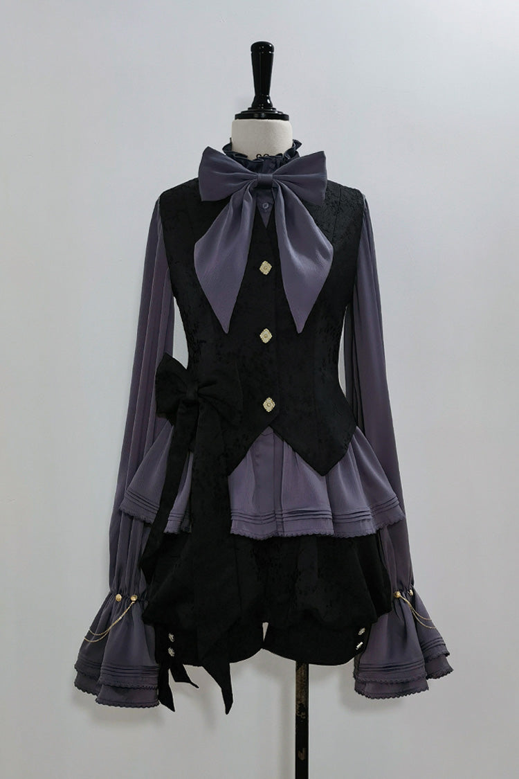 Purple Hunting Rabbits Long Sleeves Bowknot Gothic Vintage Ouji Fashion Lolita Blouse