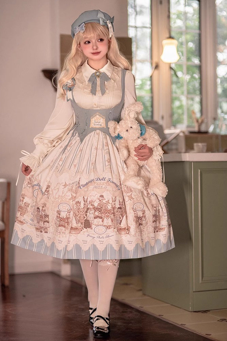 Doll's House Print Ruffle Embroidery Long Version Sweet Lolita Jsk Dress 2 Colors