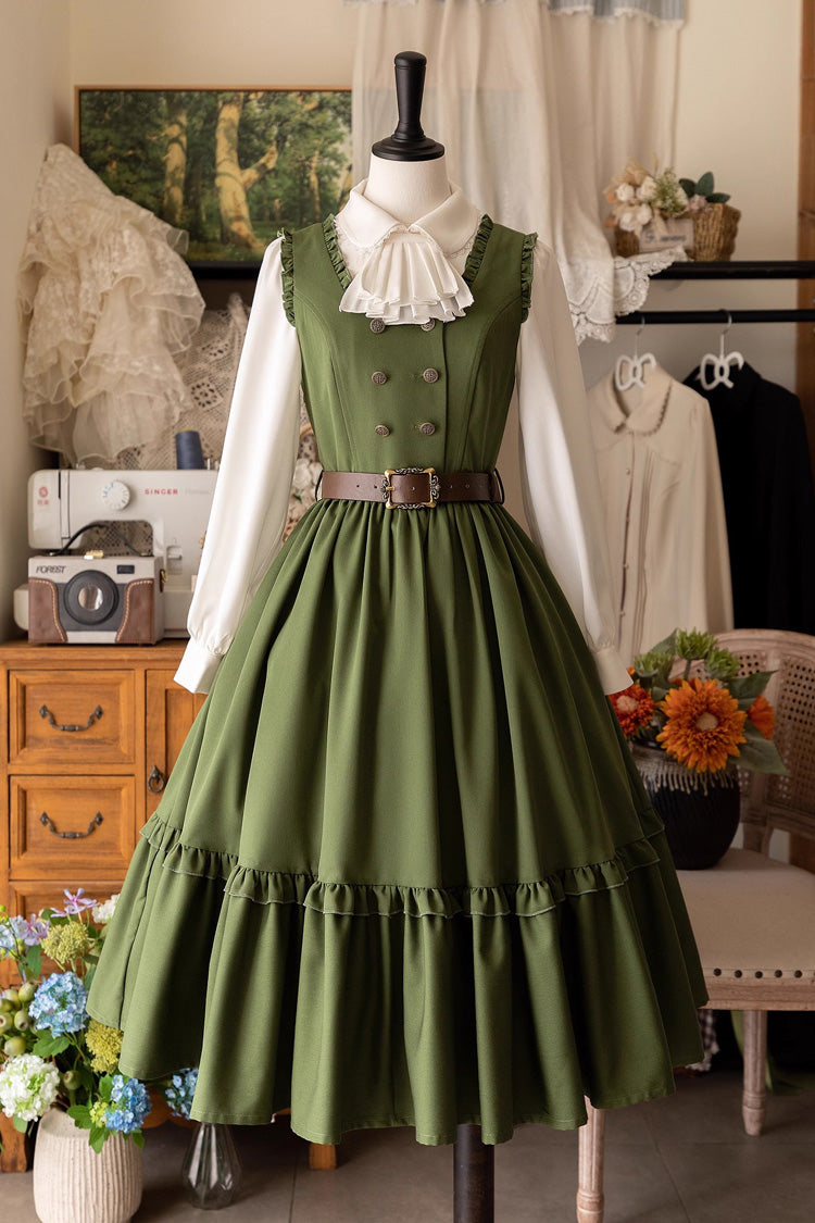 Small Estate Sleeveless Ruffle Fishbone Classic Vintage Elegant Lolita Dress 3 Colors