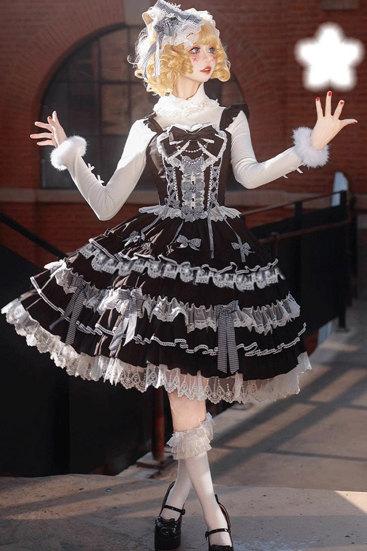 Love Notebook Sleeveless Multi-Layered Ruffle Bowknot Lace Sweet Lolita Jsk Dress 5 Colors