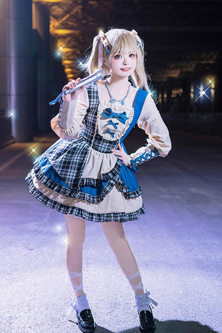 Multi-Color Sunset Tour Cool Spice Denim Long Sleeves Sweet Lolita Dress