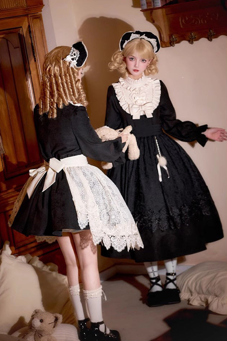 Black Twilight Choir Long Sleeves Bowknot Lace Sweet Vintage Lolita Dress 2 Versions