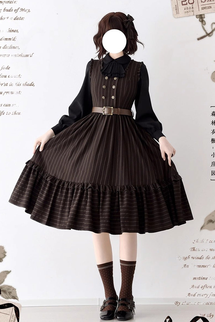 Small Estate Sleeveless Ruffle Fishbone Classic Vintage Elegant Lolita Dress 3 Colors