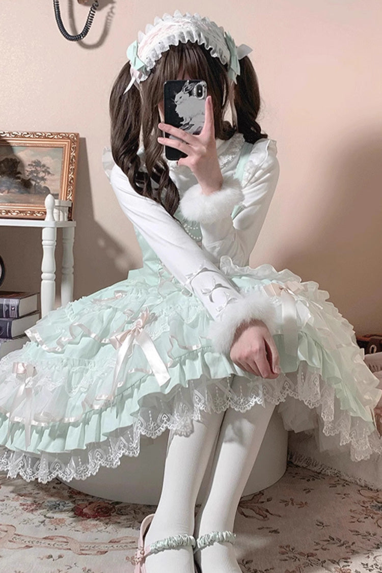 Love Notebook Sleeveless Multi-Layered Ruffle Bowknot Lace Sweet Lolita Jsk Dress 5 Colors