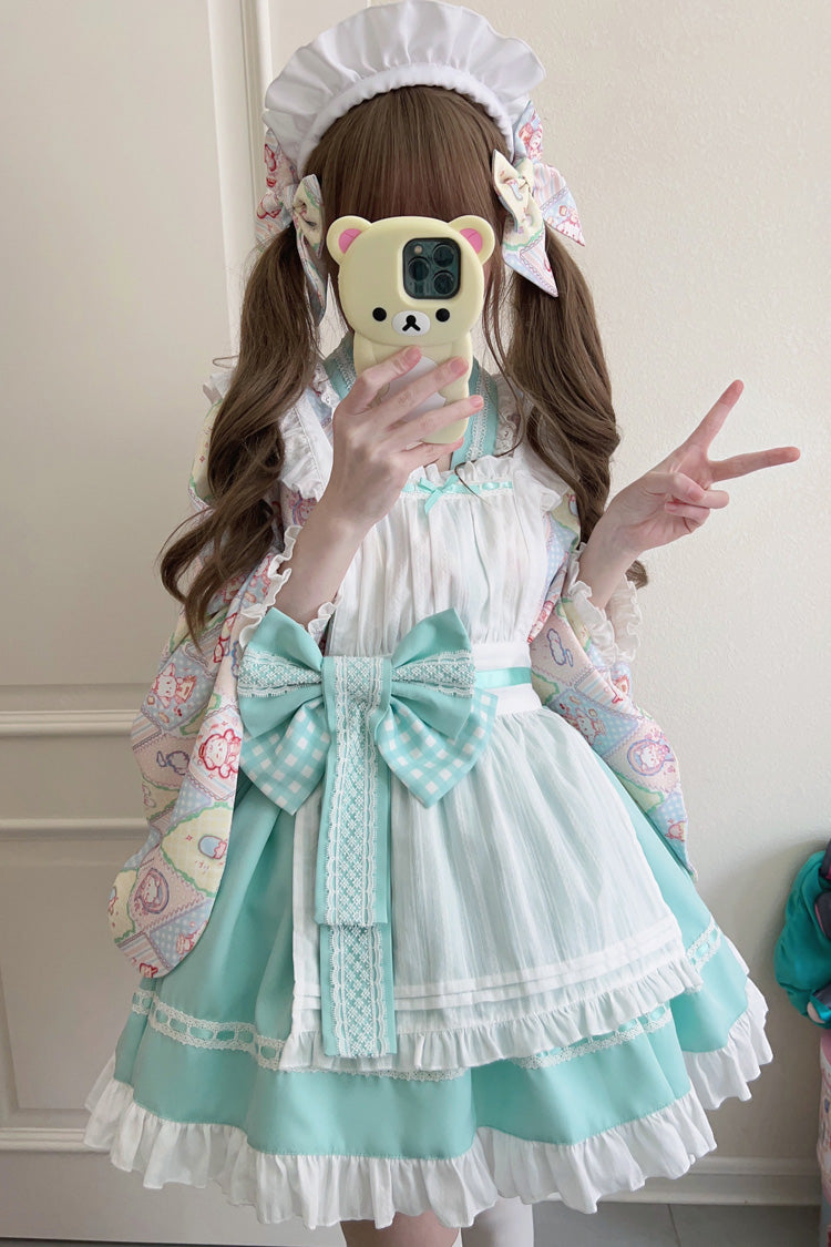 Showa Sweet Pet Ruffle Bowknot Sweet Japanese Maid Lolita Dress 6 Colors