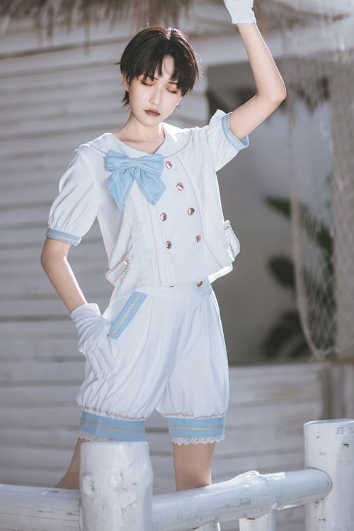 White Immortal Mint High Waisted Ouji Lolita Shorts