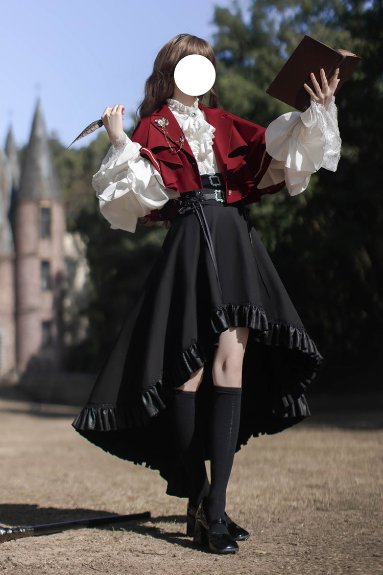 Black Day and Night Song Long Sleeves Ruffle Ouji Gothic Lolita Skirt Blouse
