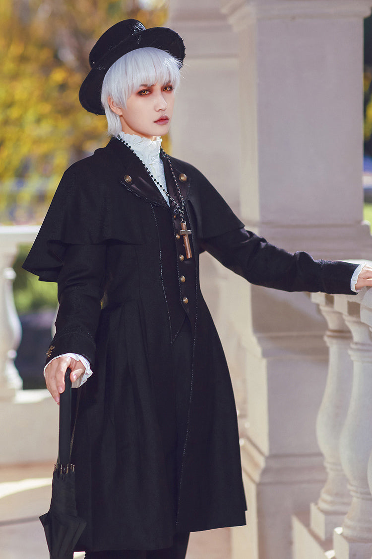 Black The Eternal Sea of Hope Long Sleeves Ouji Fashion Vintage Elegant Prince Lolita Long Coat