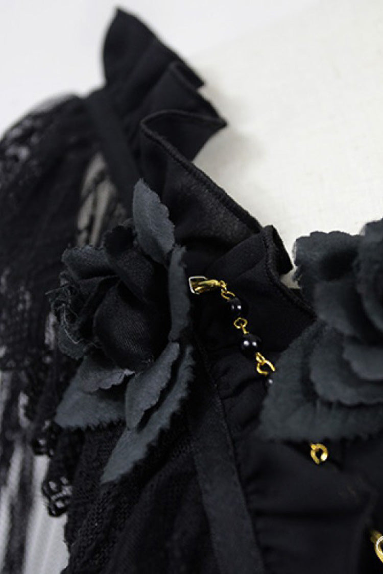 Ballet of the Dead Double-Layered Embroidery Lace-Up Gothic Lolita Jsk Dress (Cape Included)