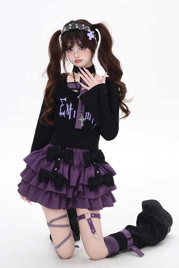 Kozaya Nana Triple-Layered Ruffle Bowknot Sweet Japanese Lolita Skirt 2 Colors