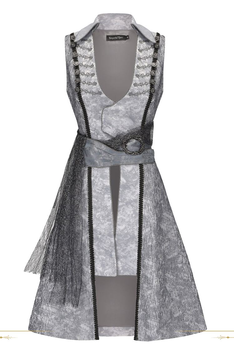Grey The Eternal Treasure Route Sleeveless Vintage Elegant Prince Handsome Ouji Lolita Long Coat