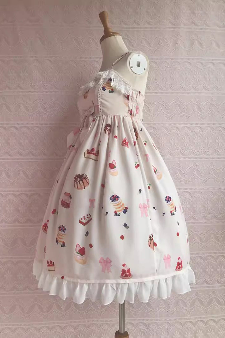 Strawberry Fruit Dessert Print Ruffle Bowknot Lace Sweet Lolita Jsk Dress 5 Colors