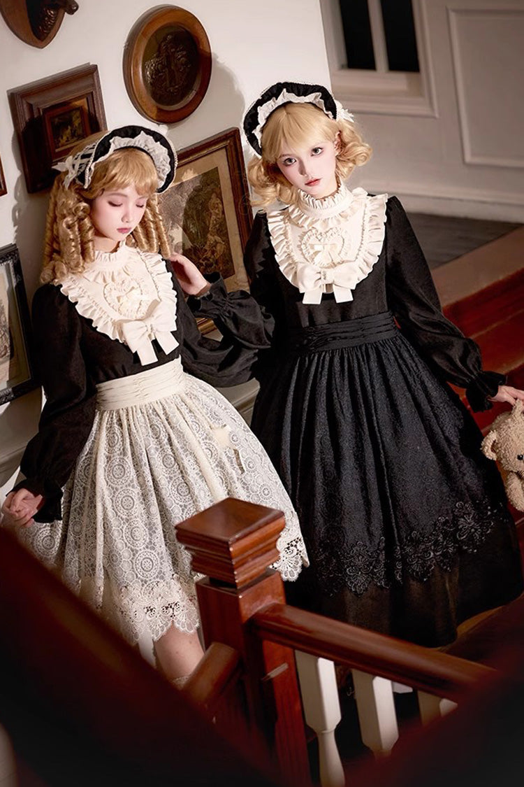 Black Twilight Choir Long Sleeves Bowknot Lace Sweet Vintage Lolita Dress 2 Versions