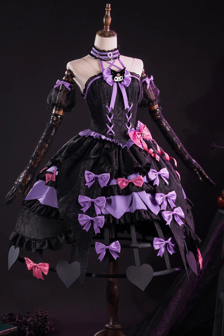 Black/Purple Identity V Ruffle Cardigan Bowknot Lace-Up Gothic Anime Cosplay Lolita Jsk Dress