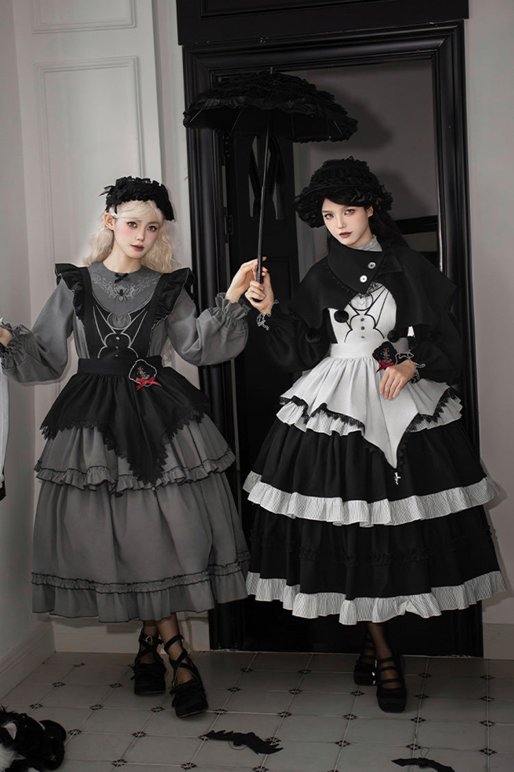 Castle Night Long Sleeves Ruffle Embroidery Gothic Lolita Dress 2 Colors