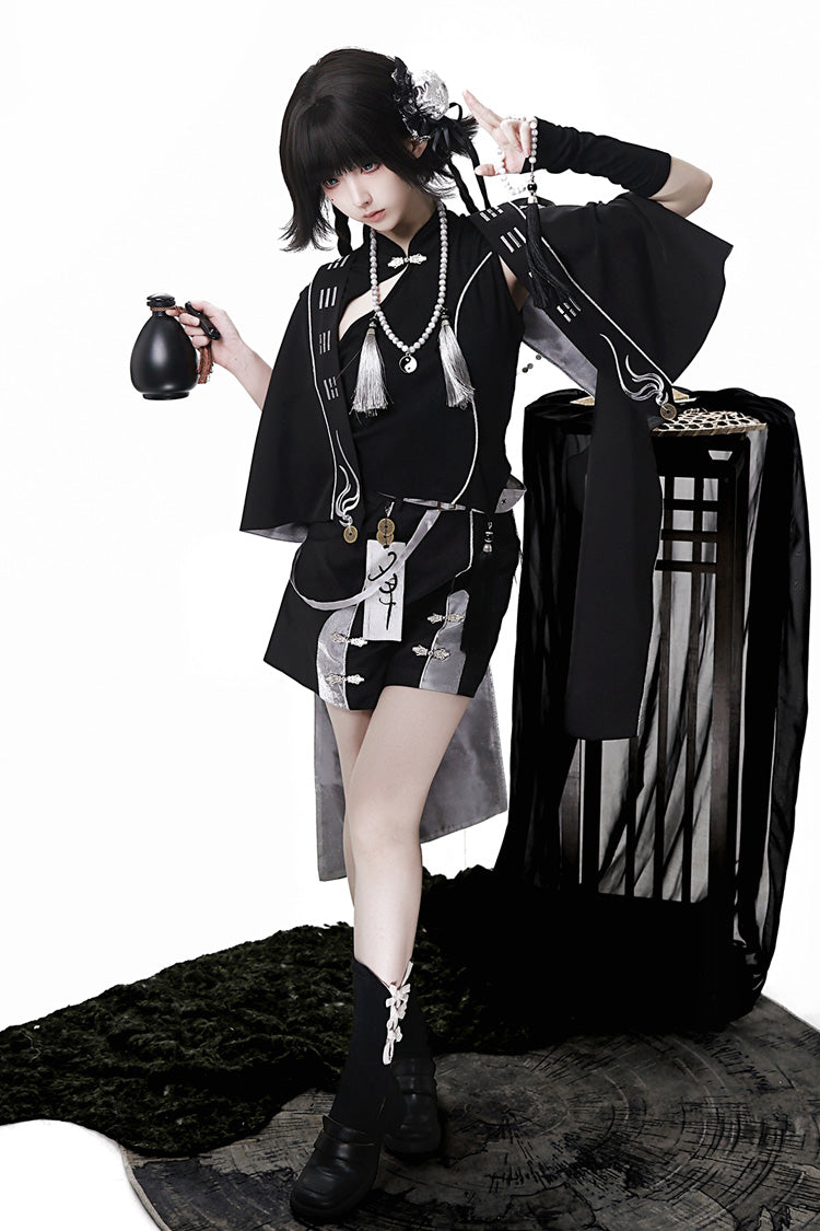 Black The Strange End of the Immortal Sect Sleeveless Chinese Style Ouji Lolita Set