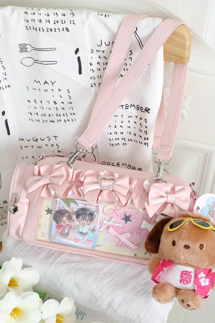 Sweet Heart-shaped Metal Decoration Bow Japanese Itabag 5 Colors