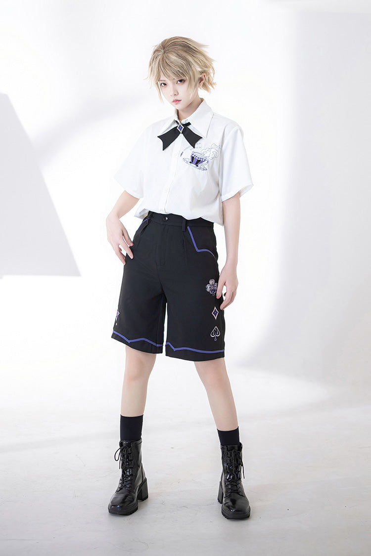 White Enjoy Coffee Print Ouji Fashion Lolita Blouse