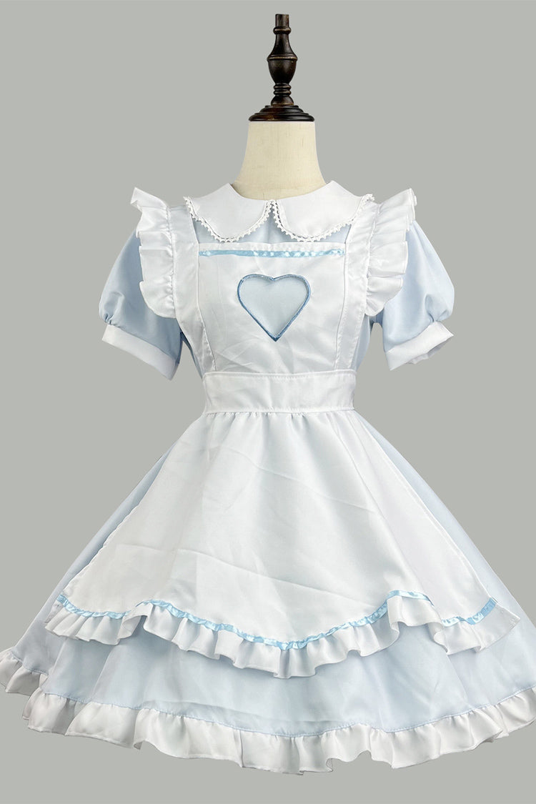 Sweetheart Rabbit Maid Short Sleeves Ruffle Hollow Plus Size Sweet Lolita Dress 2 Colors